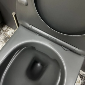 Унитаз подвесной VBI VULCANO 49х36,5 см безободковый с крышкой soft-close керамика серый матовый VBI-020410