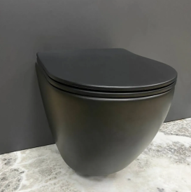 Унитаз подвесной VBI VULCANO 49х37 см безободковый с крышкой soft-close керамика черный матовый VBI-020412