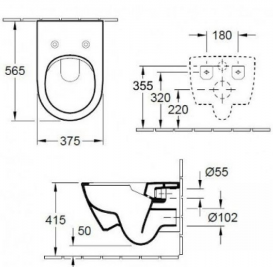 Унітаз підвісний Villeroy & Boch Subway 2.0 5614R001 + 9M78S101 + Інсталяція ViConnect 92246100 + Кнопка змиву 92249061