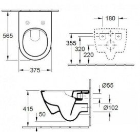 Унітаз підвісний Villeroy & Boch Subway 2.0 5614R001 + 9M78S101 + Комплект 3 в 1 Geberit Duofix 458.121.21.1