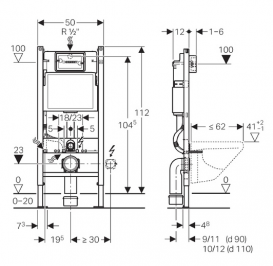 Унітаз підвісний Villeroy & Boch Omnia Architectura DirectFlush 5685HR01 + Сидіння + Комплект 4 в 1 Geberit Duofix 458.168.21.1