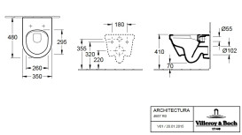 Унитаз подвесной Villeroy & Boch Architectura Compact 35х48 см санитарная керамика альпийский белый 4687R001