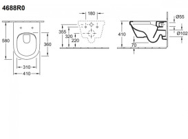 Підвісний унітаз Villeroy & Boch Architectura XL 41х58 см санітарна кераміка CeramicPlus з AntiBac альпійський білий 4688R0T2