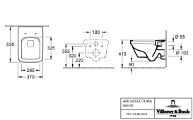 Унітаз підвісний Villeroy & Boch Architectura 37х53 см санітарна кераміка CeramicPlus AntiBac альпійський білий 5685R0T2