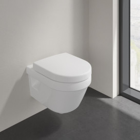 Унитаз подвесной Villeroy & Boch Architectura 35х48 см с крышкой санитарная керамика CeramicPlus альпийский белый 4687HRR1