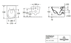 Підвісний унітаз Villeroy & Boch Architectura 37х53 см з кришкою санітарна кераміка CeramicPlus альпійський білий 4694HRR1