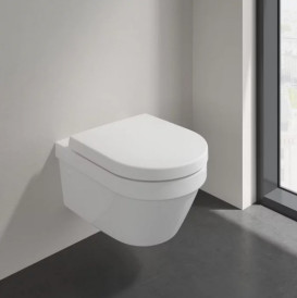 Підвісний унітаз Villeroy & Boch Architectura 37х53 см з кришкою санітарна кераміка CeramicPlus альпійський білий 4694HRR1