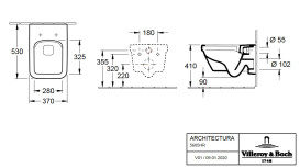 Унитаз подвесной Villeroy & Boch Architectura 37х53 см с крышкой санитарная керамика альпийский белый 5685HR01