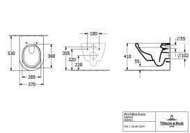 Підвісний унітаз Villeroy & Boch Architectura 37х53 см з кришкою санітарна кераміка альпійський білий 5684CL01