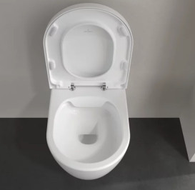 Унитаз подвесной Villeroy & Boch Avento 37х53 см с крышкой санитарная керамика альпийский белый 5656HR01