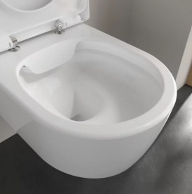 Унитаз подвесной Villeroy & Boch Avento 37х53 см с крышкой санитарная керамика альпийский белый 5656HR01