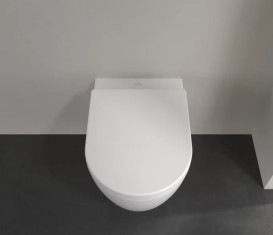 Унітаз підвісний Villeroy & Boch Avento 37х53 см із кришкою санітарна кераміка CeramicPlus кам'яний білий 5656HRRW