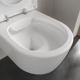 Унітаз підвісний Villeroy & Boch Avento 37х53 см із кришкою санітарна кераміка CeramicPlus кам'яний білий 5656HRRW