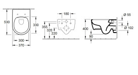 Унітаз підвісний Villeroy & Boch Avento 37х53 см із кришкою санітарна кераміка CeramicPlus кам'яний білий 5656HRRW