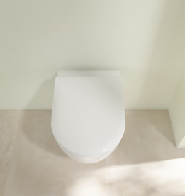 Унитаз подвесной Villeroy & Boch Avento 37х53 см с крышкой санитарная керамика альпийский белый 5656RS01