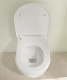 Унитаз подвесной Villeroy & Boch Avento 37х53 см с крышкой санитарная керамика альпийский белый 5656RS01