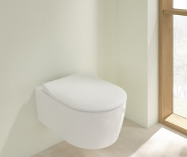 Унитаз подвесной Villeroy & Boch Avento 37х53 см с крышкой санитарная керамика альпийский белый 5656RS01