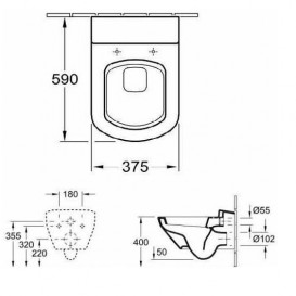 Унитаз подвесной Villeroy&Boch коллекция Sentique 56221001 + Сиденье 98M8S101