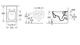 Унитаз подвесной Villeroy & Boch Memento 2.0 37,5х56 см санитарная керамика CeramicPlus альпийский белый 4633R0R1
