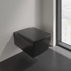 Унитаз подвесной Villeroy & Boch Memento 2.0 37,5х56 см санитарная керамика CeramicPlus Ebony (черный матовый) 4633R0S5