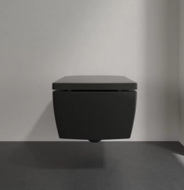 Унитаз подвесной Villeroy & Boch Memento 2.0 37,5х56 см санитарная керамика CeramicPlus Ebony (черный матовый) 4633R0S5