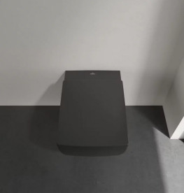 Унитаз подвесной Villeroy & Boch Memento 2.0 37,5х56 см санитарная керамика CeramicPlus Ebony (черный матовый) 4633R0S5