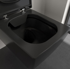 Унитаз подвесной Villeroy & Boch Memento 2.0 37,5х56 см санитарная керамика CeramicPlus Ebony (черный матовый) 4633R0S5