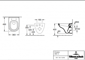 Унітаз підвісний Villeroy & Boch O.Novo 36х49 см вертикальний змив CeramicPlus альпійський білий 568810R1
