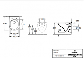 Унитаз подвесной Villeroy & Boch O.Novo 36х49 см открытый смывной край Compact CeramicPlus альпийский белый 5688R0R1