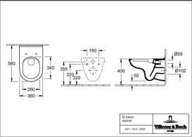 Унитаз подвесной Villeroy & Boch O.Novo 36х56 см с сиденьем санитарная керамика CeramicPlus альпийский белый 5660HRR1