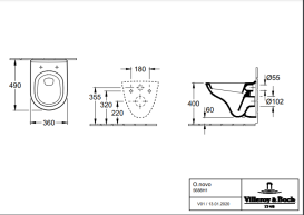 Унітаз підвісний Villeroy & Boch O.Novo 36х49 см із сидінням санітарна кераміка CeramicPlus альпійський білий 5688H1R1