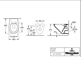 Унітаз підвісний Villeroy & Boch O.Novo 36х54 см із сидінням санітарна кераміка альпійський білий 7682HR01