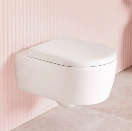 Унитаз подвесной Villeroy & Boch Skyla 37х53 см с крышкой санитарная керамика альпийский белый 5656CL01 + 8M81S101