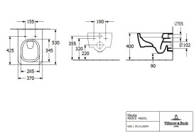 Підвісний унітаз Villeroy & Boch Skyla 37х53 см з кришкою санітарна кераміка альпійський білий 4682CL01 + 8M76S101
