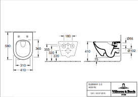 Унитаз подвесной Villeroy & Boch Subway 2.0 41х58 см санитарная керамика CeramicPlus альпийский белый 4609R0R1
