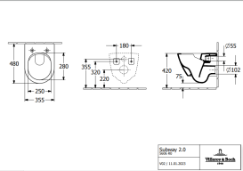 Унитаз подвесной Villeroy & Boch Subway 2.0 35,5х48 см санитарная керамика альпийский белый 5606R001