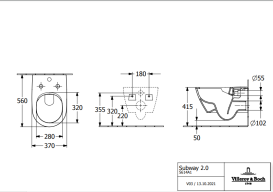 Унитаз подвесной Villeroy & Boch Subway 2.0 37х56 см санитарная керамика ViFresh альпийский белый 5614A101