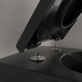 Унитаз подвесной Villeroy & Boch Subway 2.0 37х56 см с крышкой санитарная керамика Pure Black CeramicPlus 5614R0R7+8M42S1R7