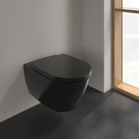 Унитаз подвесной Villeroy & Boch Subway 2.0 37х56 см с крышкой санитарная керамика Pure Black CeramicPlus 5614R0R7+8M42S1R7