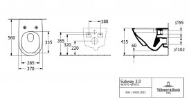 Унитаз подвесной Villeroy & Boch Subway 3.0 37х56 см безободковый санитарная керамика CeramicPlus камень белый 4670T0RW