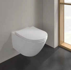 Унитаз подвесной Villeroy & Boch Universo TwistFlush 37х56 см с сидением санитарная керамика альпийский белый 4670T901