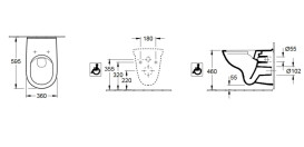 Підвісний унітаз Villeroy & Boch ViCare 36х59,5 см санітарна кераміка альпійський білий 4695R001