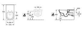 Унитаз подвесной Villeroy & Boch ViCare 37х70 см санитарная керамика AntiBac CeramicPlus альпийский белый 5649R0T2