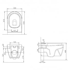 Унитаз подвесной Volle Amadeus 51.8х36.4 см керамика черный 13-06-055Black