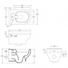 Унитаз подвесной Volle Virgo Rimless 36,3х54 см с крышкой soft-close керамика белый 13-23-455