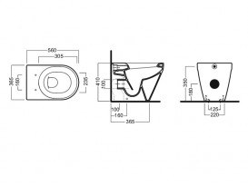 Унітаз приставних підлоговий з універсальним виходом Hatria DAYTIME EVO 37х56 см YXV701