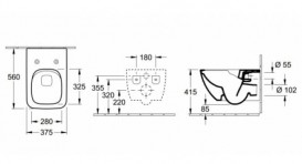 Унитаз подвесной Villeroy&Boch Venticello 4611R001+9M79S101 + Инсталляция ViConnect 92246100 + Кнопка смыва 92248561