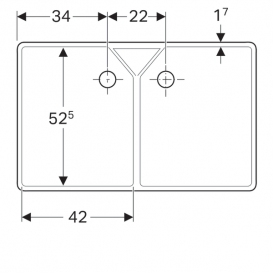Универсальная двойная раковина Geberit Publica огнеупорная глина белый 350490000