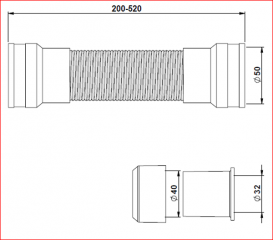 Універсальна гофра Prevex 200-520 мм з перехідниками d50/40/32 3130011