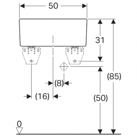 Універсальна раковина Geberit Publica з переливом вогнетривка глина білий 361350000